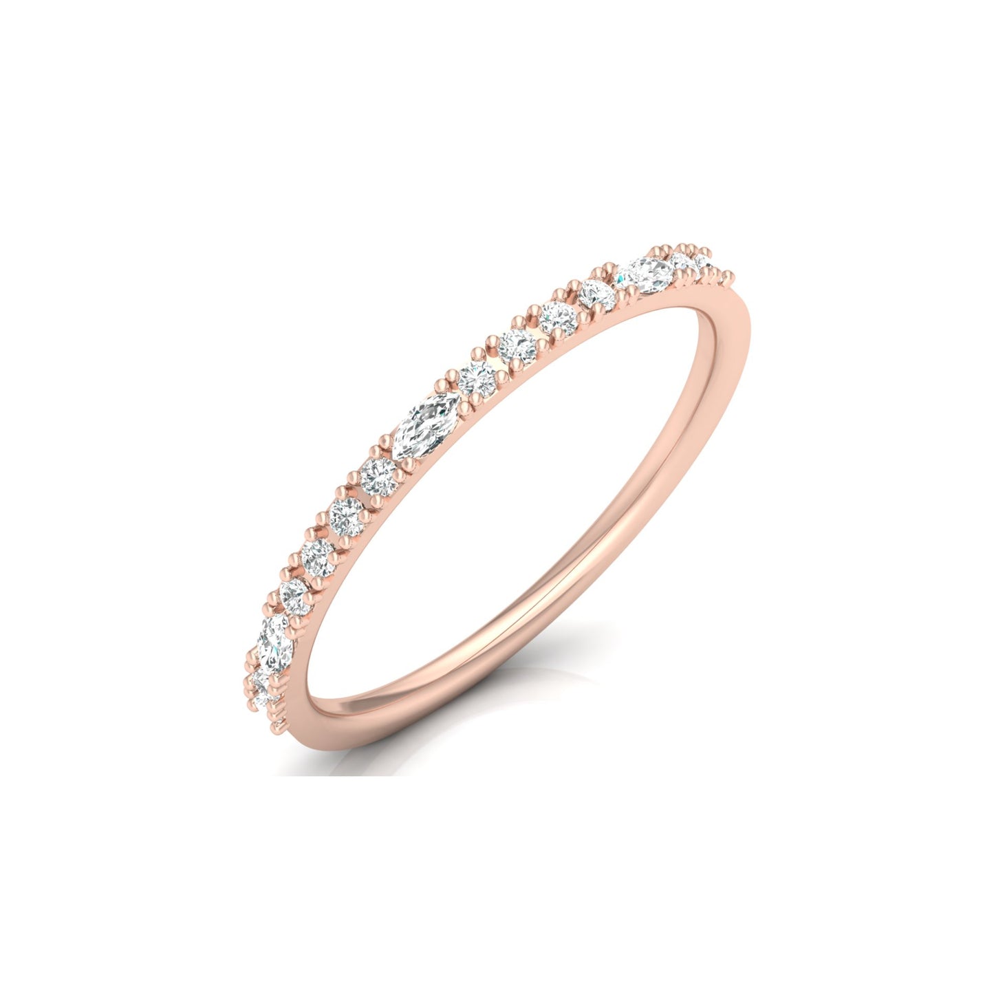 0.17 CT Round And Marquise Shaped Half Eternity Wedding Band Ring For Women's