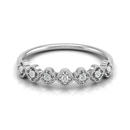 Floral Half Eternity Diamond Ring For Her Lab Or Natural Diamond Ring In 18K Solid Gold
