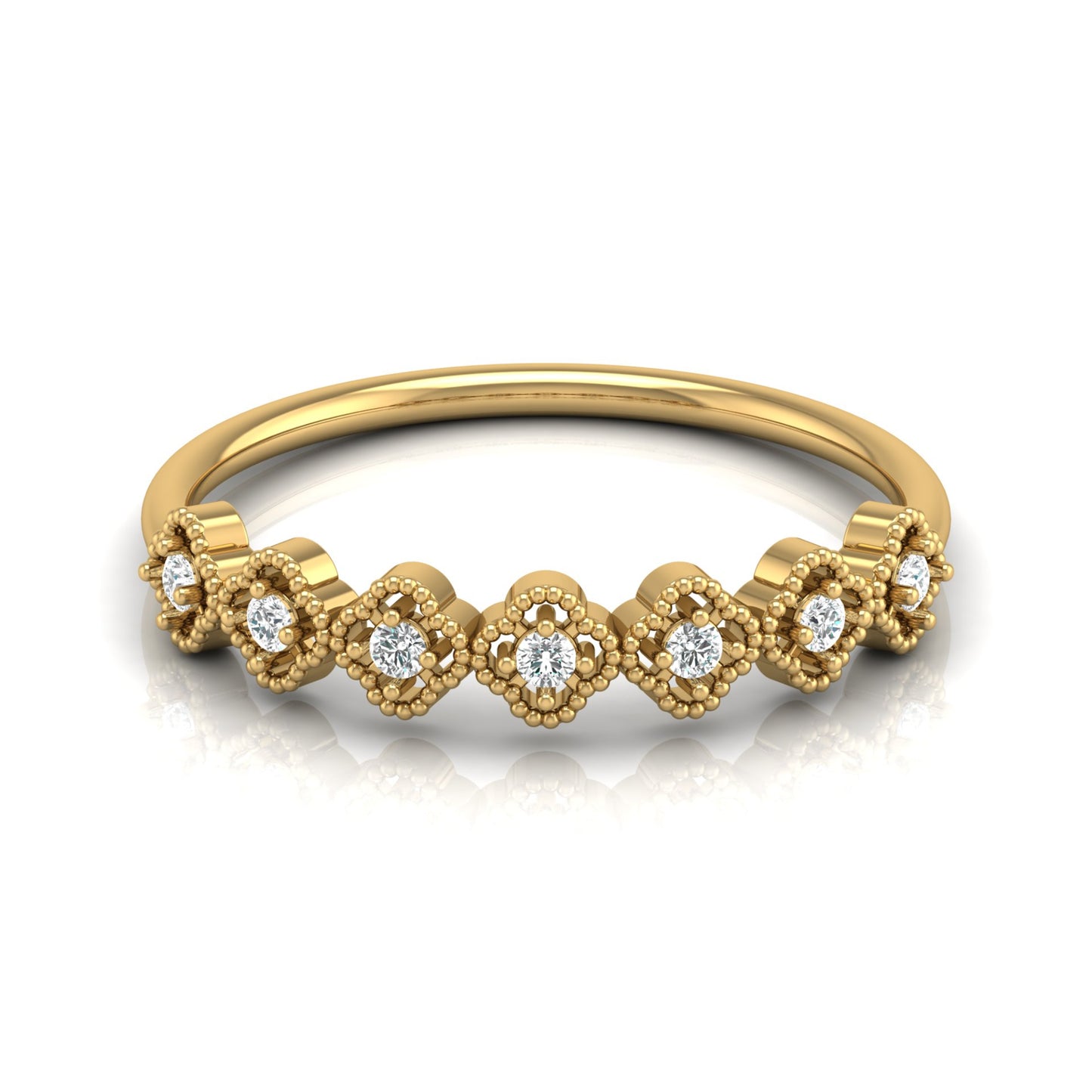 Floral Half Eternity Diamond Ring For Her Lab Or Natural Diamond Ring In 18K Solid Gold