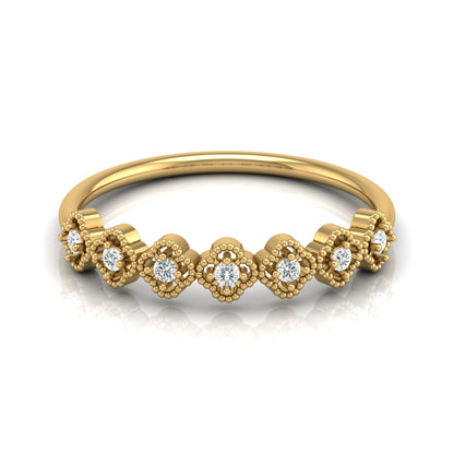 Floral Half Eternity Diamond Ring For Her Lab Or Natural Diamond Ring In 18K Solid Gold