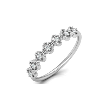 Floral Half Eternity Diamond Ring For Her Lab Or Natural Diamond Ring In 18K Solid Gold