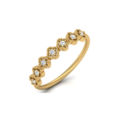 Floral Half Eternity Diamond Ring For Her Lab Or Natural Diamond Ring In 18K Solid Gold
