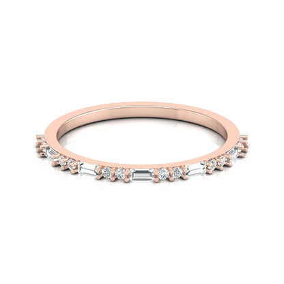 14K Solid Gold Round And Baguette Women's Jewelry Band Rings Perfect Gift For Her