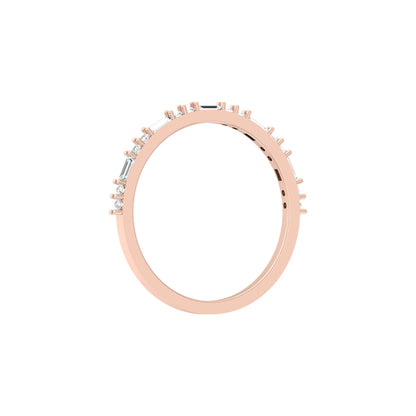 14K Solid Gold Round And Baguette Women's Jewelry Band Rings Perfect Gift For Her