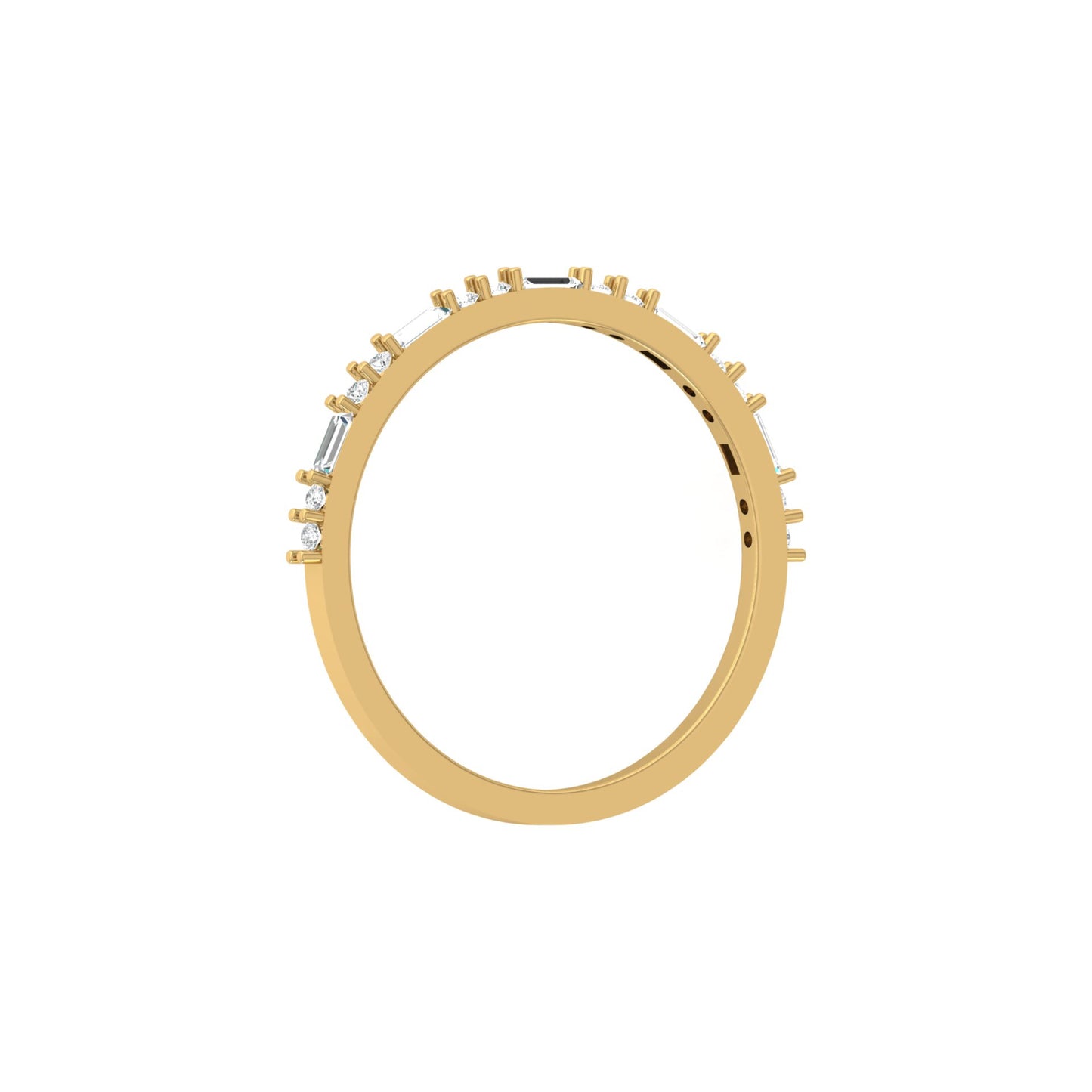 14K Solid Gold Round And Baguette Women's Jewelry Band Rings Perfect Gift For Her