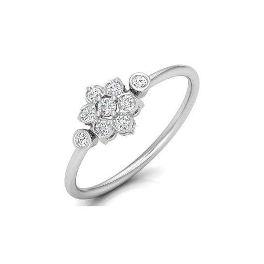 0.14 CT Round Cut Bezel Set Floral Wedding Ring Nature-Inspired Jewelry For Women's