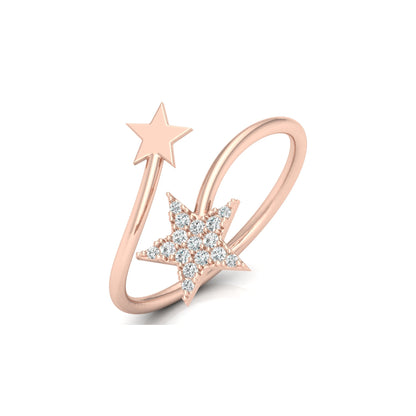 Modern Start Bypass Style Ring For Her Round Diamond Ring Unique & Comfortable Daily Design