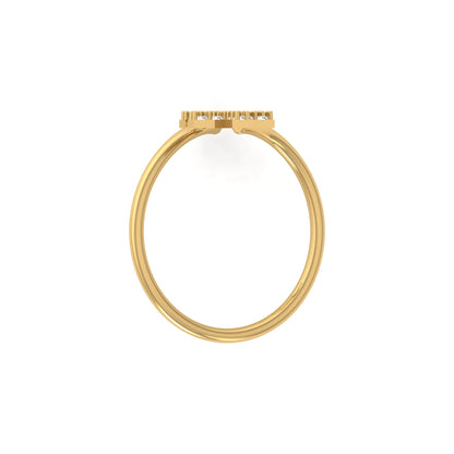 Cross Bypass Round Shaped Diamond Ring 14KT Solid Rose Gold Open Wrap Ring for Women
