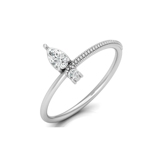 Minimalist Round And Pear Cut Ring In 14 KT Halo Dainty & Durable  For Daily Wear