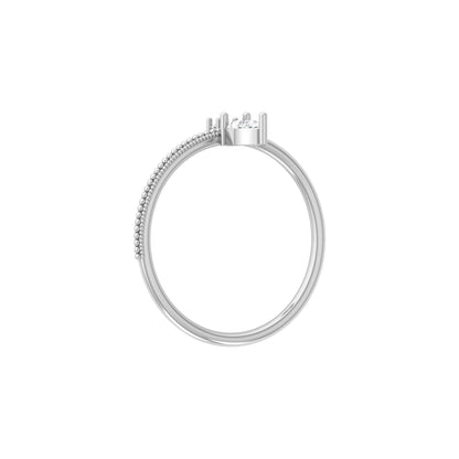 Minimalist Round And Pear Cut Ring In 14 KT Halo Dainty & Durable  For Daily Wear