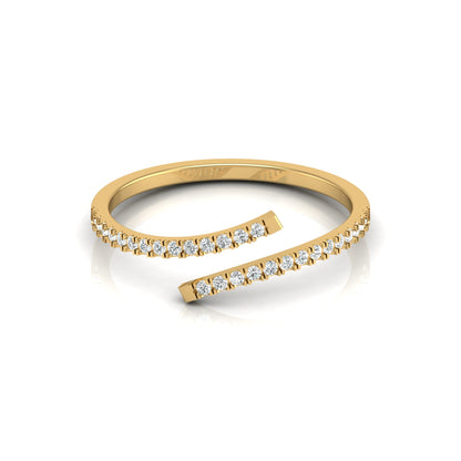 Bypass Round Diamond Band Ring Unique Curved Design for Modern Women in 10KT Gold Lab-Grown or Natural
