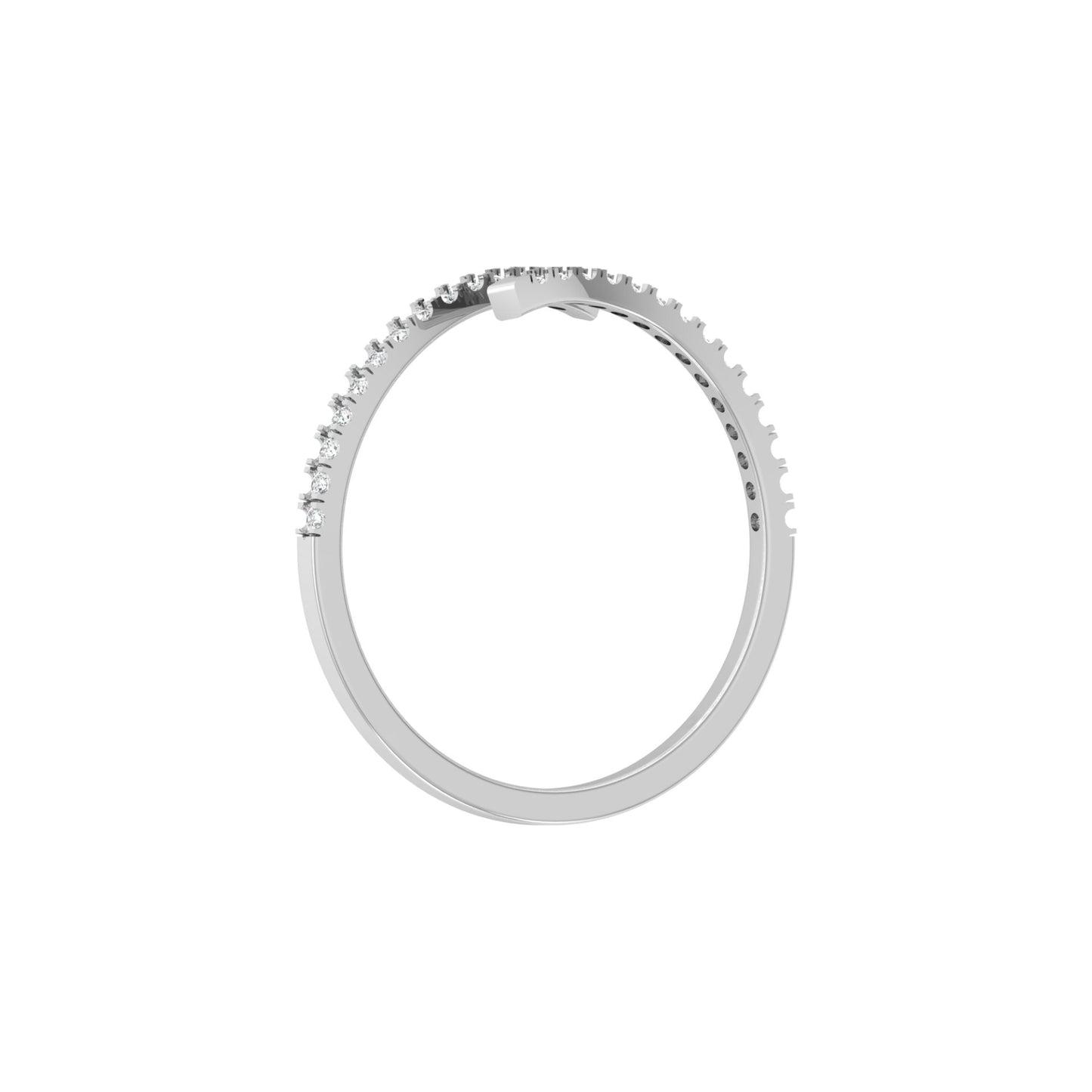 Bypass Round Diamond Band Ring Unique Curved Design for Modern Women in 10KT Gold Lab-Grown or Natural
