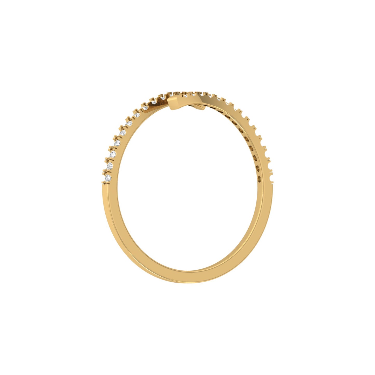 Bypass Round Diamond Band Ring Unique Curved Design for Modern Women in 10KT Gold Lab-Grown or Natural