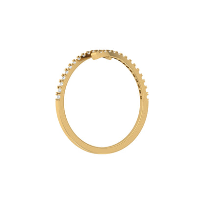 Bypass Round Diamond Band Ring Unique Curved Design for Modern Women in 10KT Gold Lab-Grown or Natural