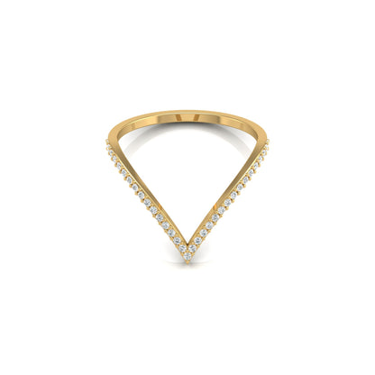 Minimalist V-Shaped Round Diamond Bridal Band Ring For Her In 18K  Gold Lab-Grown or Natural
