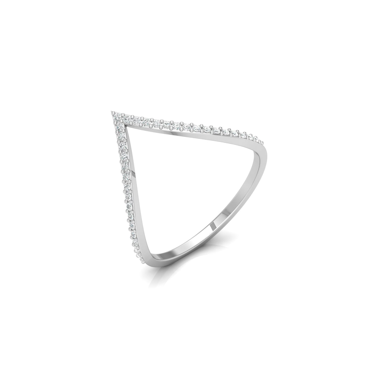 Minimalist V-Shaped Round Diamond Bridal Band Ring For Her In 18K  Gold Lab-Grown or Natural