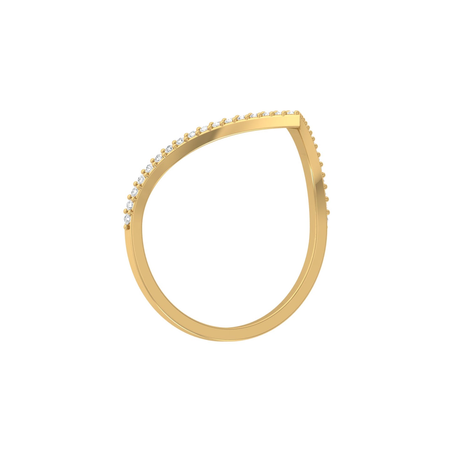 Minimalist V-Shaped Round Diamond Bridal Band Ring For Her In 18K  Gold Lab-Grown or Natural