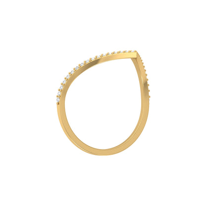 Minimalist V-Shaped Round Diamond Bridal Band Ring For Her In 18K  Gold Lab-Grown or Natural