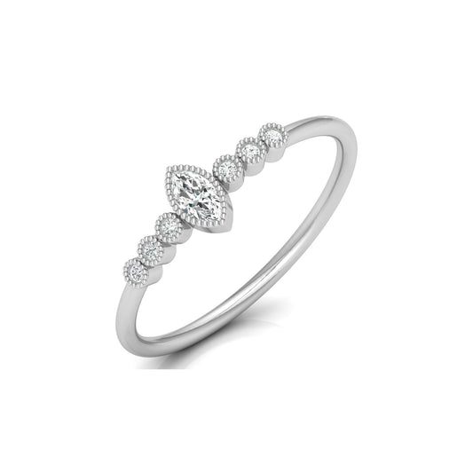 Marquise and Round Shaped Diamond Bezel Set Cocktail Ring for Women In 14KT Gold Lab-Grown or Natural