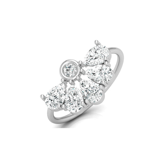 Pear and Round Shaped Diamond Cluster Ring in 14KT Gold Lab-Grown Timeless Style