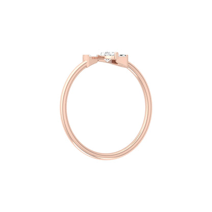 Unique Half-Fan Diamond Ring Featuring Pear and Baguette Cuts In 14K Gold For Her