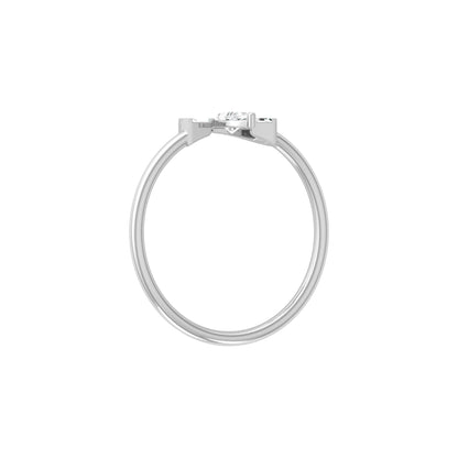 Unique Half-Fan Diamond Ring Featuring Pear and Baguette Cuts In 14K Gold For Her