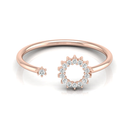 Floral-Inspired Open Cuff Diamond Ring for Her Featuring Lab-Grown and Natural Stones In 14KT Gold