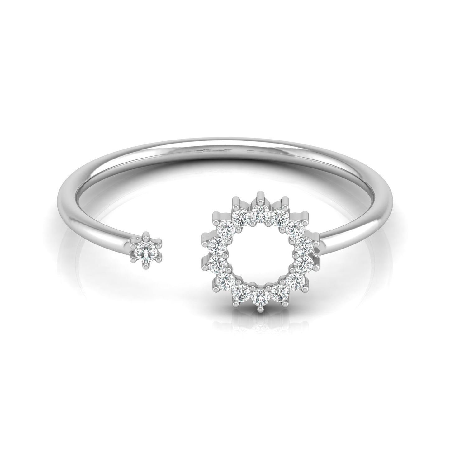 Floral-Inspired Open Cuff Diamond Ring for Her Featuring Lab-Grown and Natural Stones In 14KT Gold