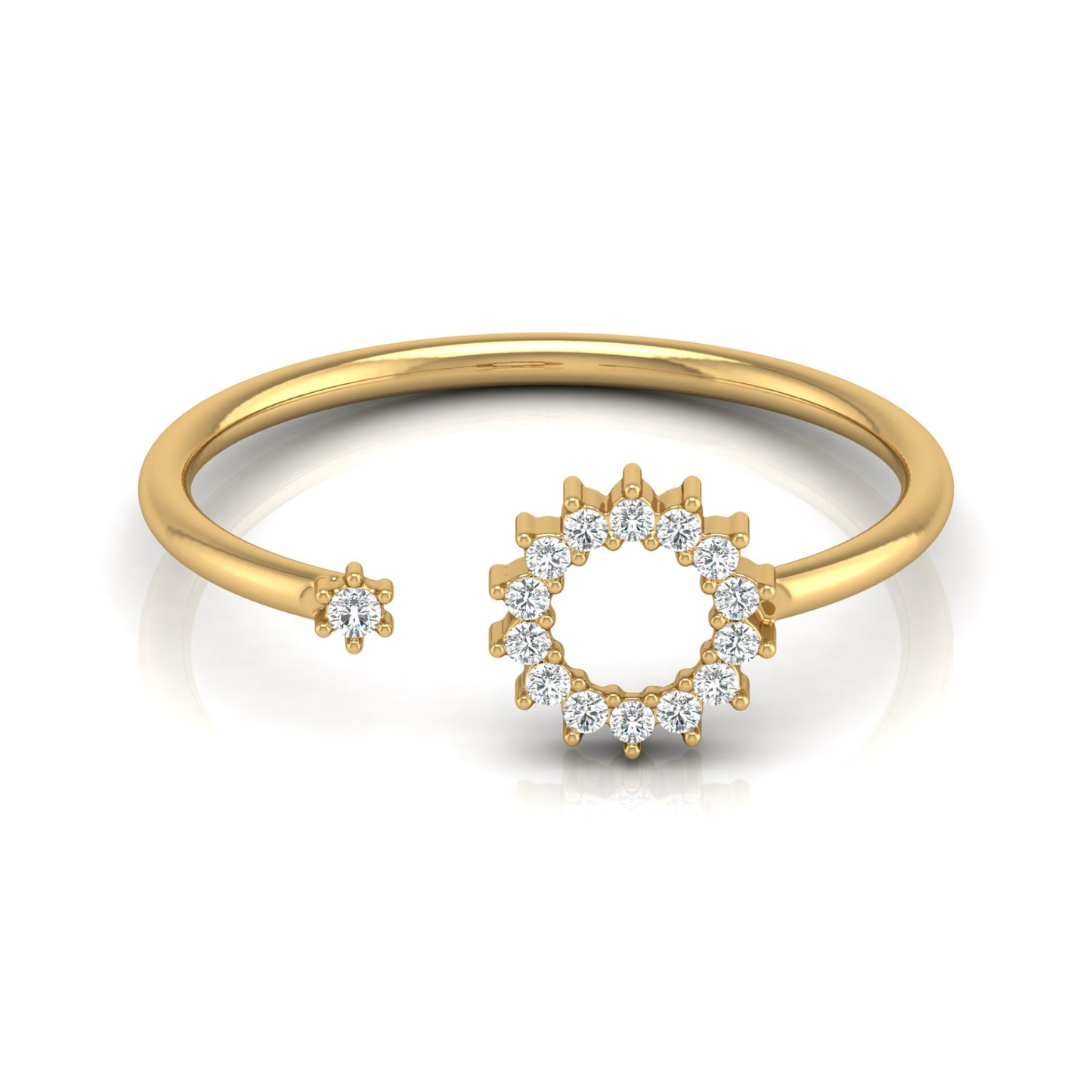 Floral-Inspired Open Cuff Diamond Ring for Her Featuring Lab-Grown and Natural Stones In 14KT Gold