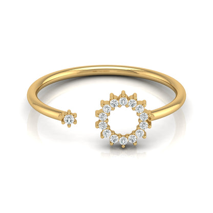 Floral-Inspired Open Cuff Diamond Ring for Her Featuring Lab-Grown and Natural Stones In 14KT Gold