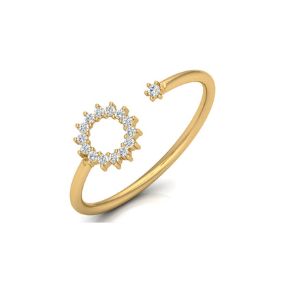 Floral-Inspired Open Cuff Diamond Ring for Her Featuring Lab-Grown and Natural Stones In 14KT Gold