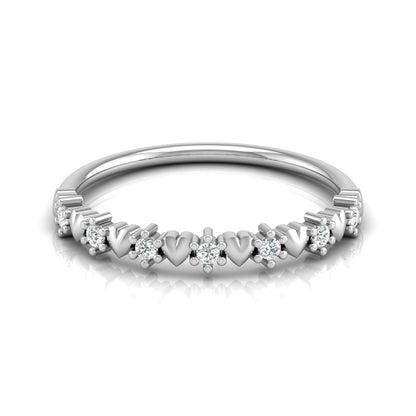 Elegant Round Diamond Eternity Multi-Heart Love Band Ring Minimalist Dainty Stacking Ring Gift for Her