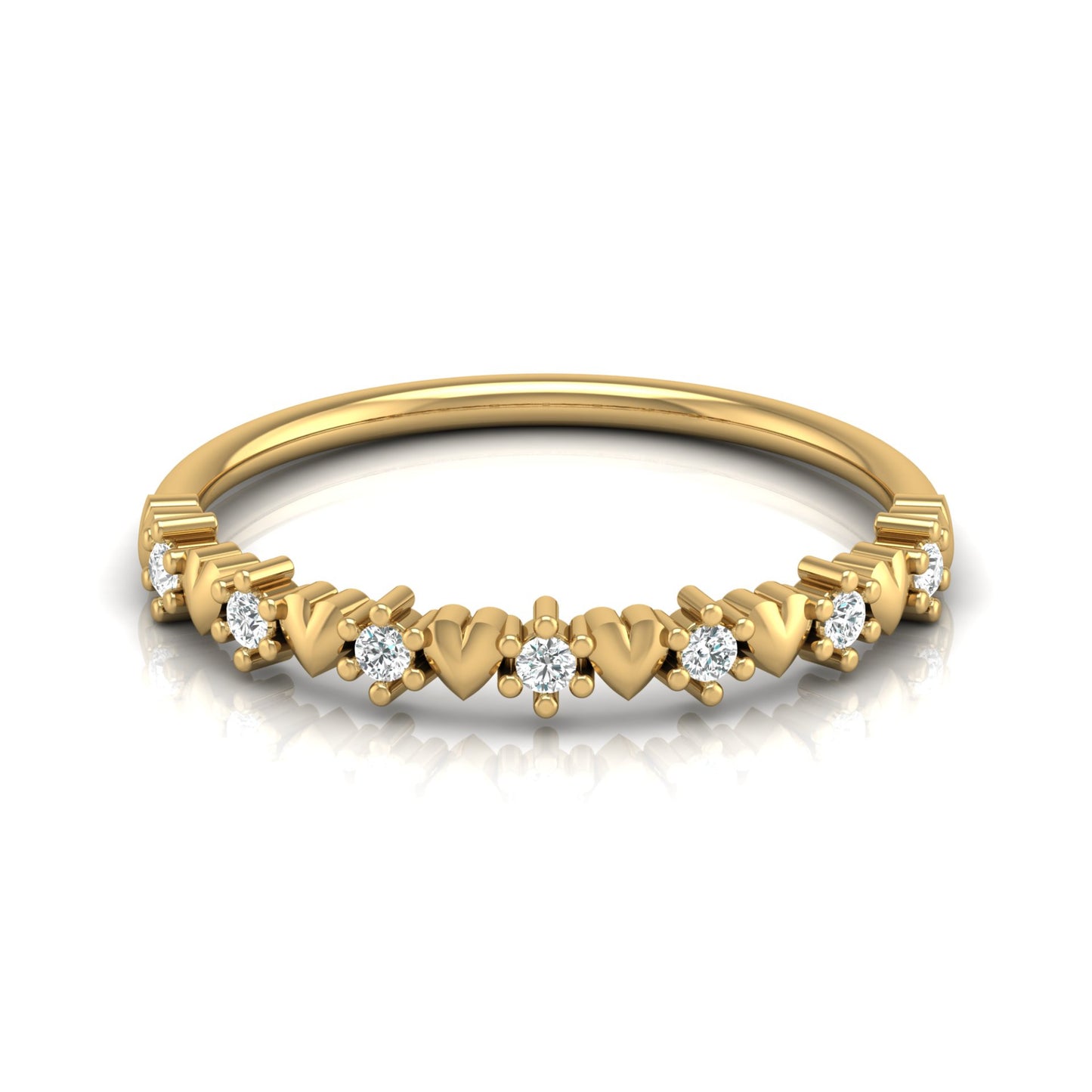 Elegant Round Diamond Eternity Multi-Heart Love Band Ring Minimalist Dainty Stacking Ring Gift for Her