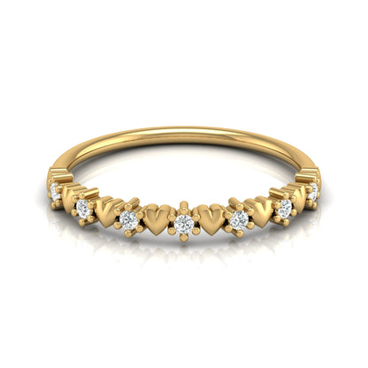 Elegant Round Diamond Eternity Multi-Heart Love Band Ring Minimalist Dainty Stacking Ring Gift for Her