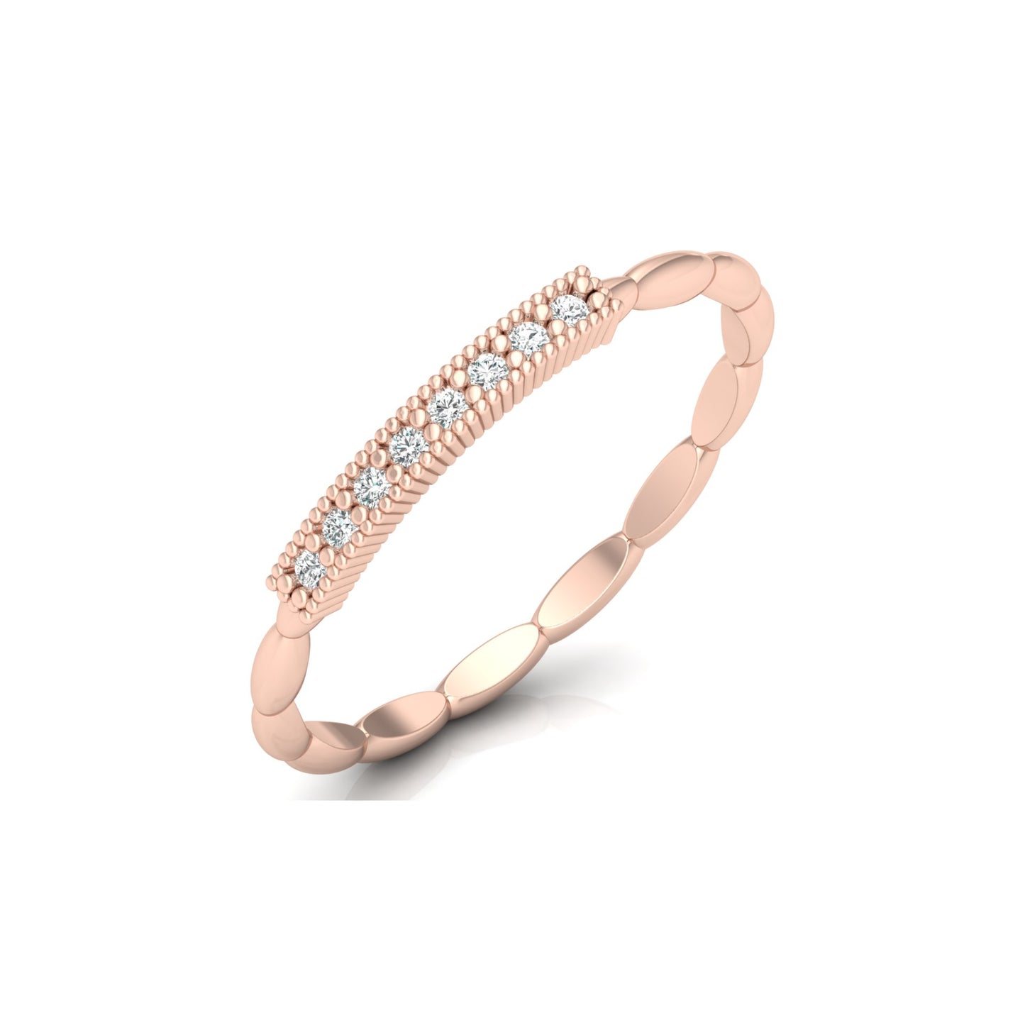 Round Cut Labgrown Diamond Wedding Band Vintage 14 KT Solid Gold Ring For Women's