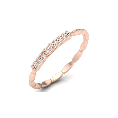 Round Cut Labgrown Diamond Wedding Band Vintage 14 KT Solid Gold Ring For Women's