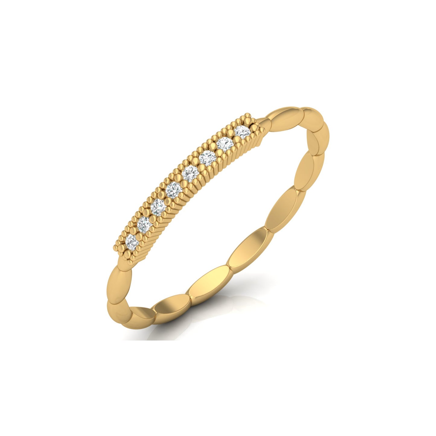 Round Cut Labgrown Diamond Wedding Band Vintage 14 KT Solid Gold Ring For Women's