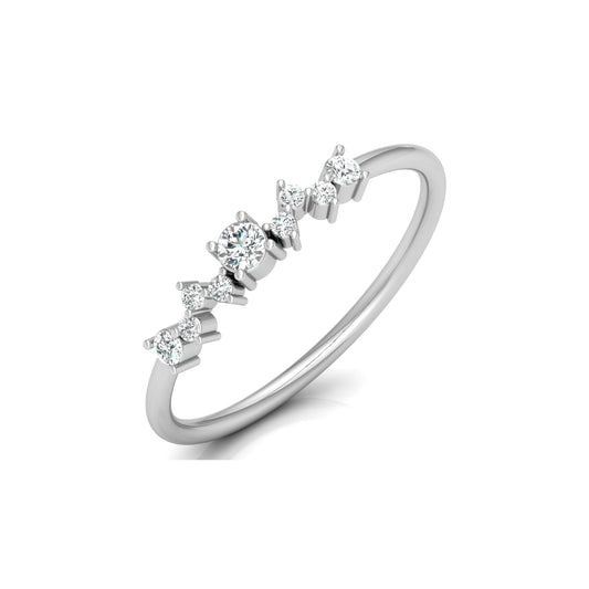 14Kt Solid Gold Diamond Ring for Women's Minimalist Daily Wear Band with Round-Cut Diamonds