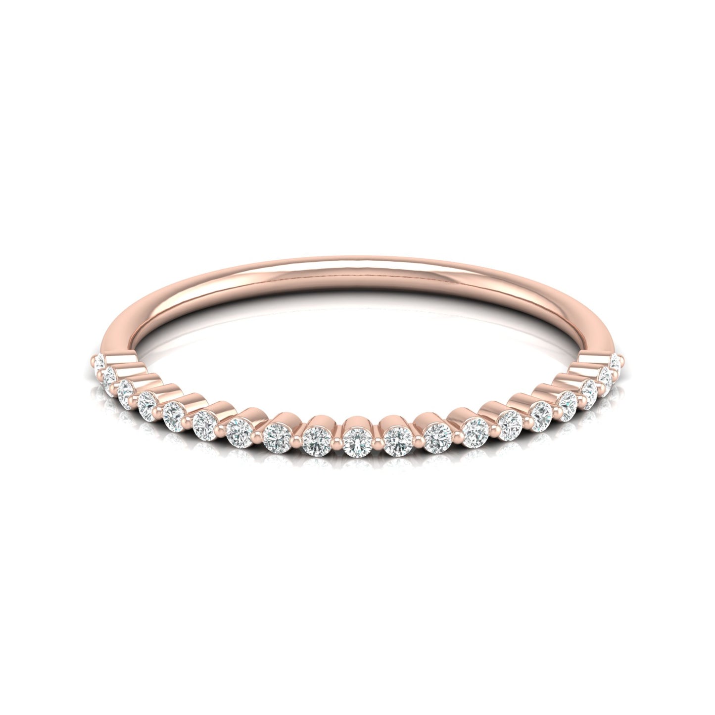 Bezel Set Round Diamond Half Eternity Band Ring In 14KT Gold for Women Lab-Grown or Natural