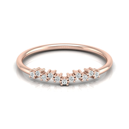 Delicate Round Diamond Band Ring for Women in 14K Solid Gold Lab Grown or Natural Diamonds
