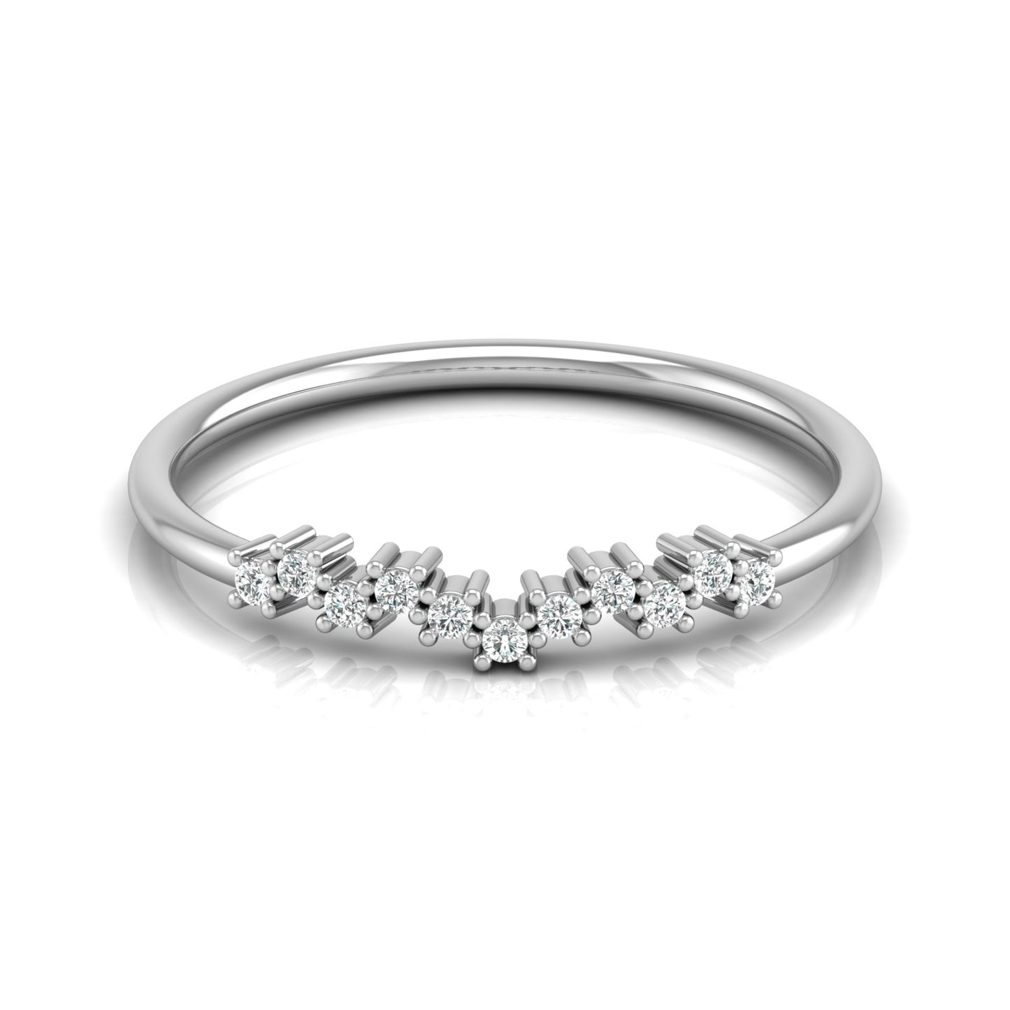 Delicate Round Diamond Band Ring for Women in 14K Solid Gold Lab Grown or Natural Diamonds