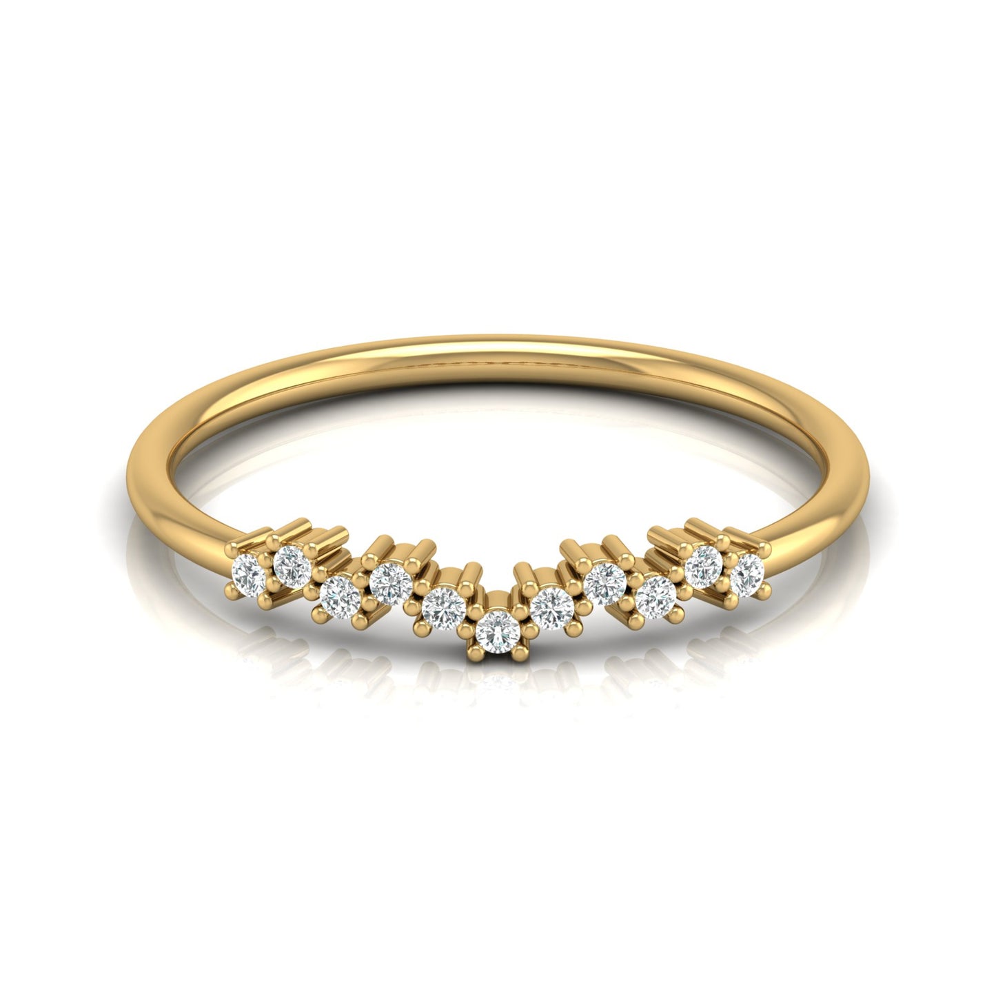Delicate Round Diamond Band Ring for Women in 14K Solid Gold Lab Grown or Natural Diamonds