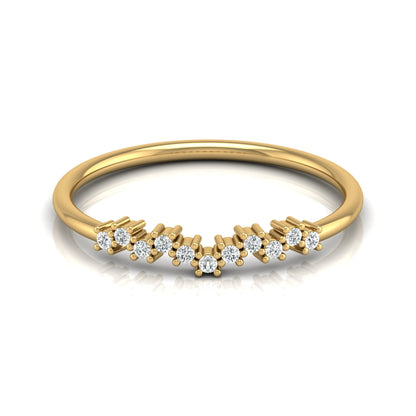 Delicate Round Diamond Band Ring for Women in 14K Solid Gold Lab Grown or Natural Diamonds
