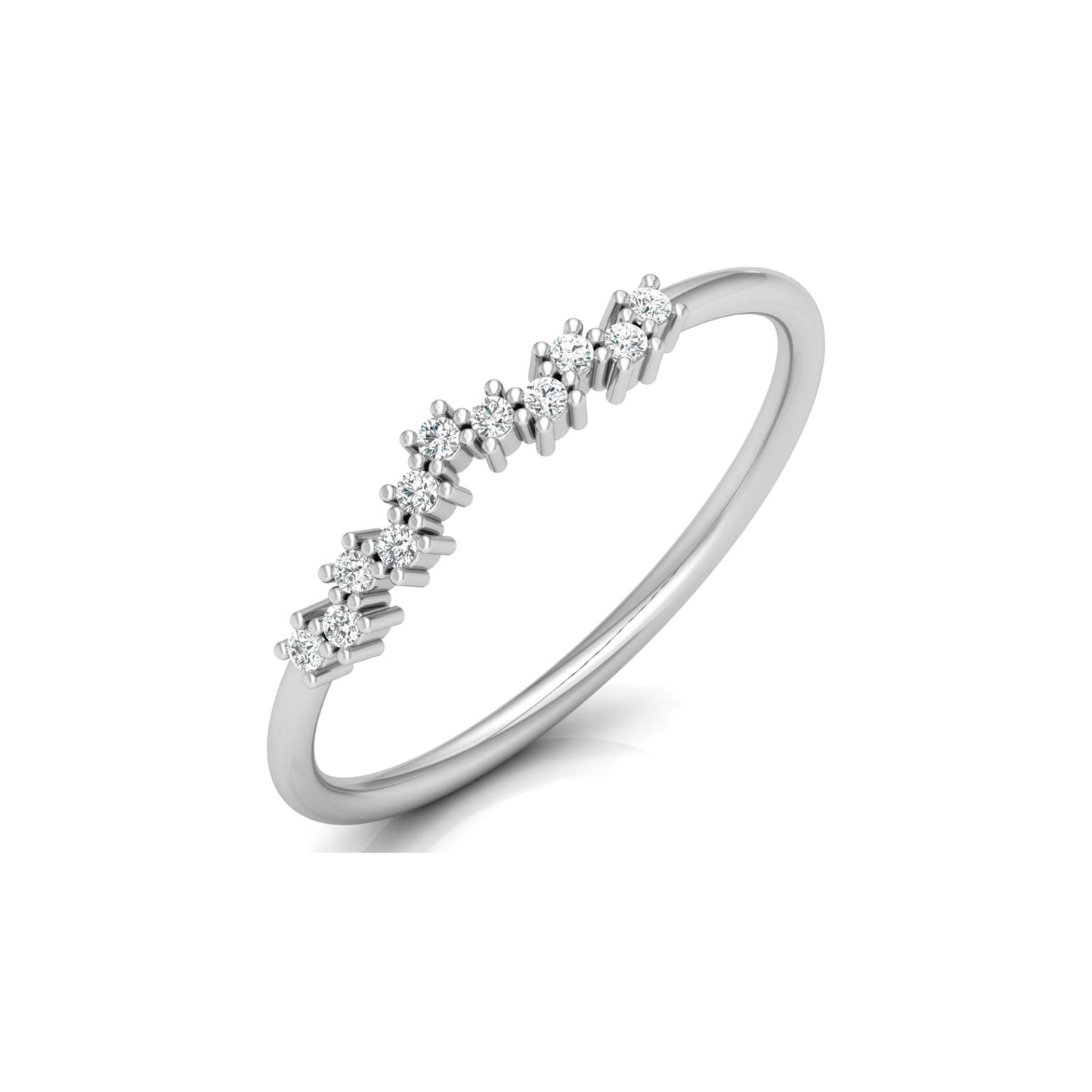 Delicate Round Diamond Band Ring for Women in 14K Solid Gold Lab Grown or Natural Diamonds