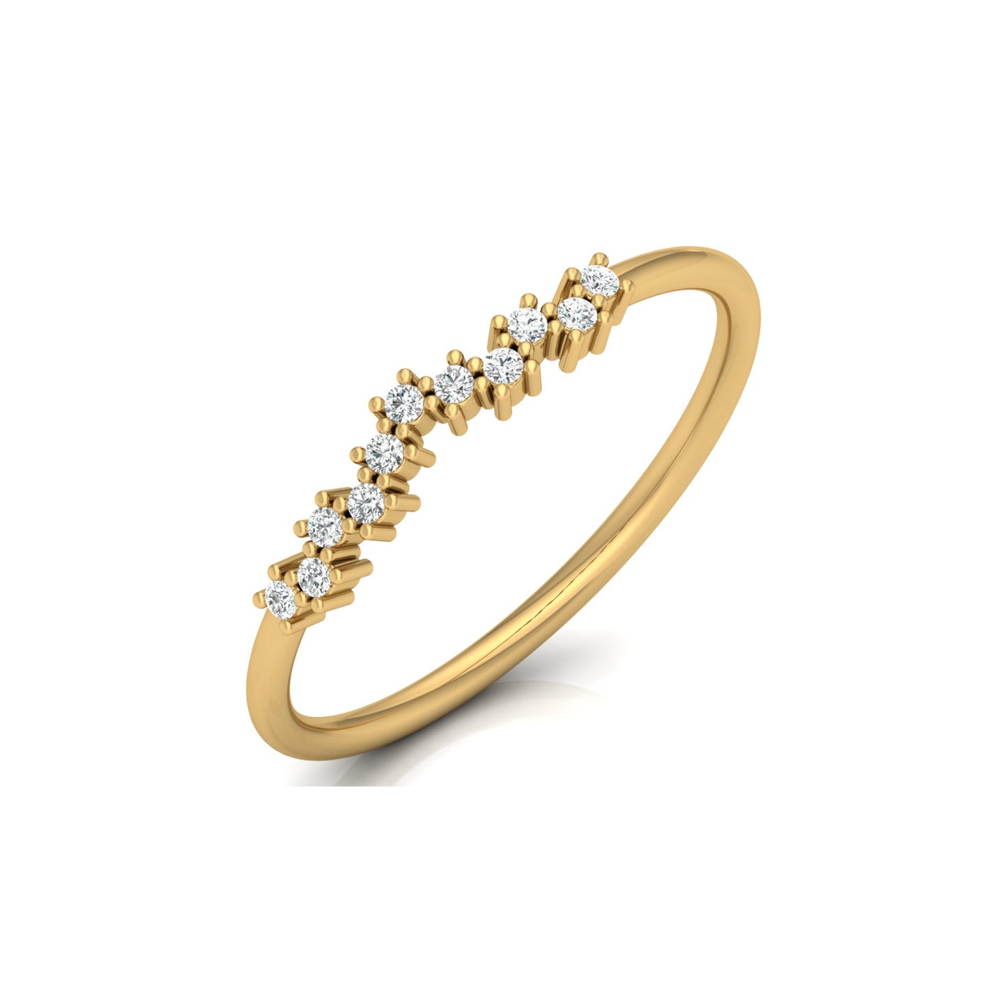 Delicate Round Diamond Band Ring for Women in 14K Solid Gold Lab Grown or Natural Diamonds