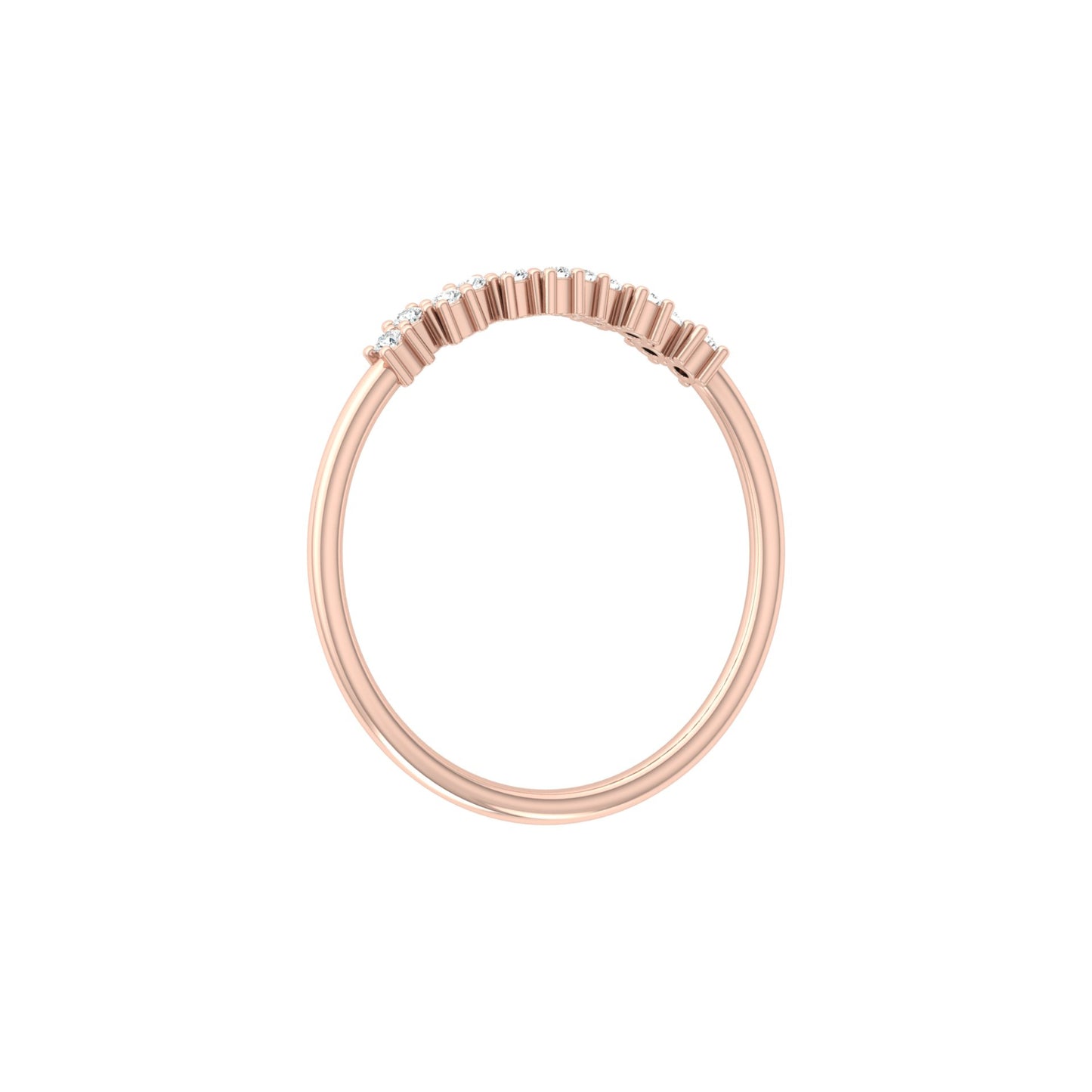 Delicate Round Diamond Band Ring for Women in 14K Solid Gold Lab Grown or Natural Diamonds