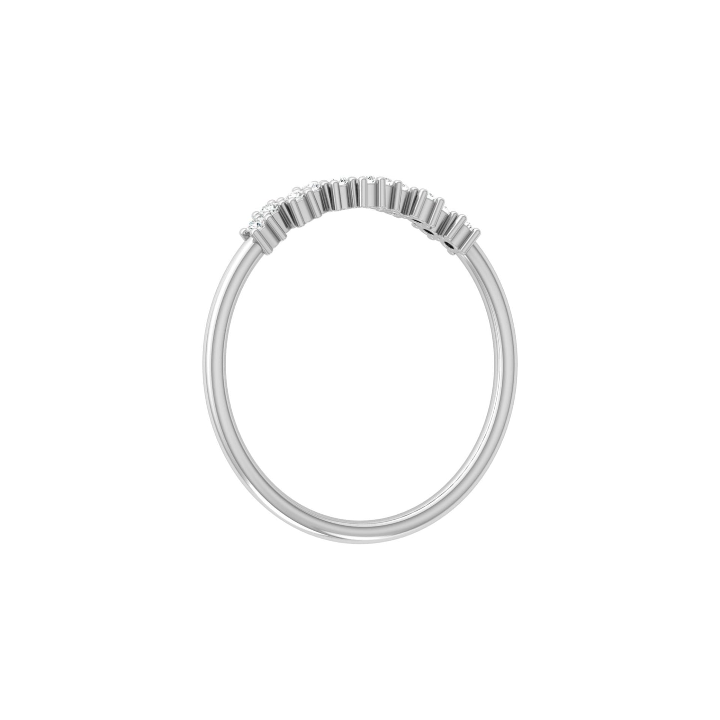 Delicate Round Diamond Band Ring for Women in 14K Solid Gold Lab Grown or Natural Diamonds