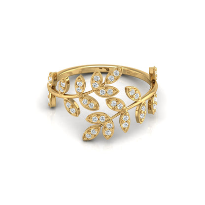Leaf Diamond Ring In 18K Gold Nature-Inspired Statement Ring For the One You Love