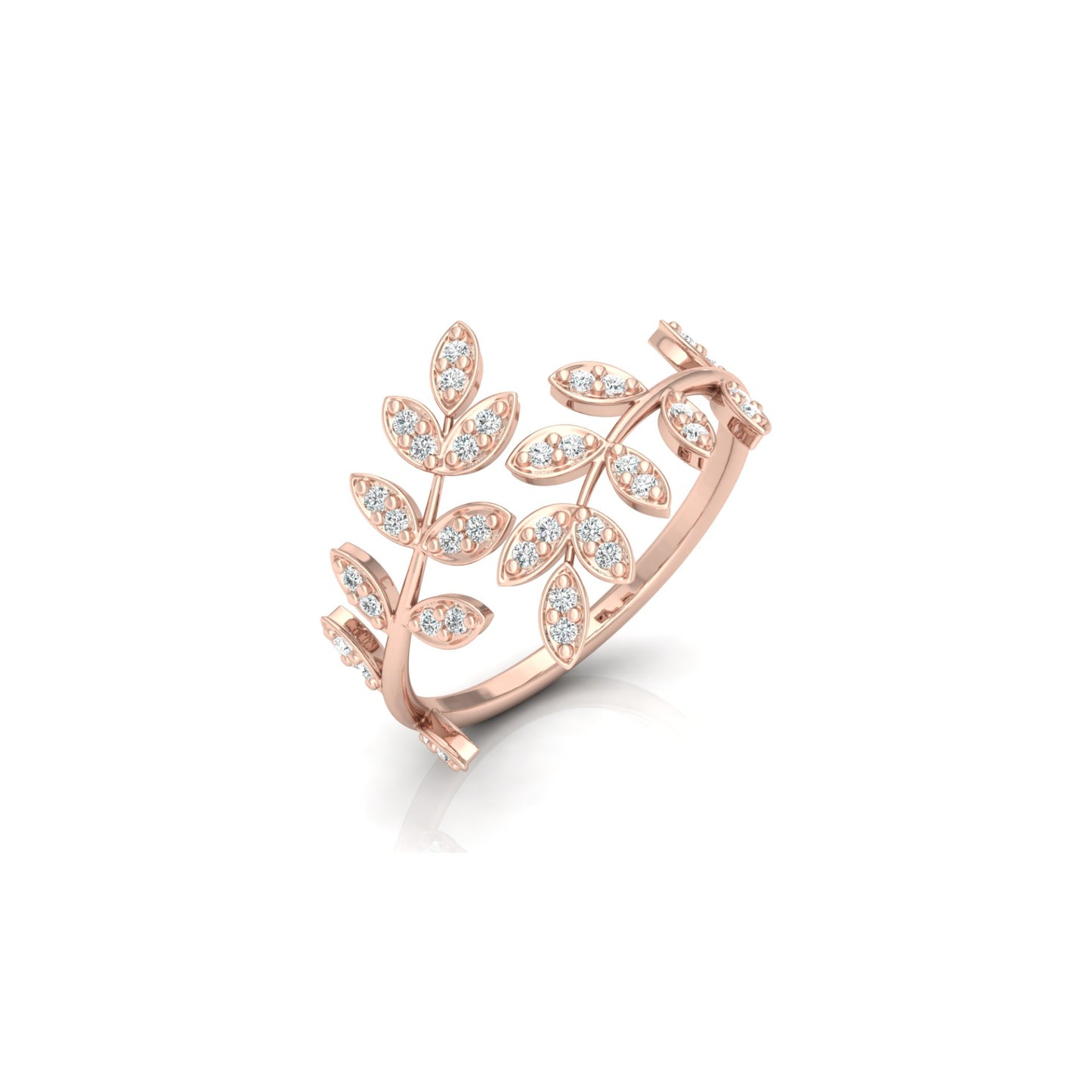 Leaf Diamond Ring In 18K Gold Nature-Inspired Statement Ring For the One You Love