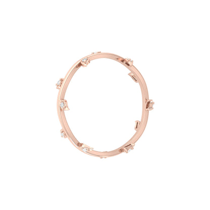 14K Solid Gold Leaf Diamond Band Ring for Women Nature-Inspired Everyday Wear Jewelry